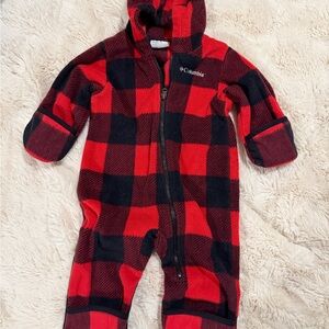 Columbia Baby Bunting Suit. Infant Snowtop Red and Black Plaid One Piece 6-12 Mo